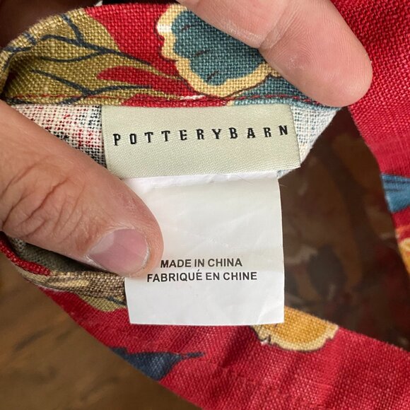 Pottery Barn Brighton Chinoiseries Red 26" Linen Blend Bird Floral Pillow Sham - Picture 3 of 4